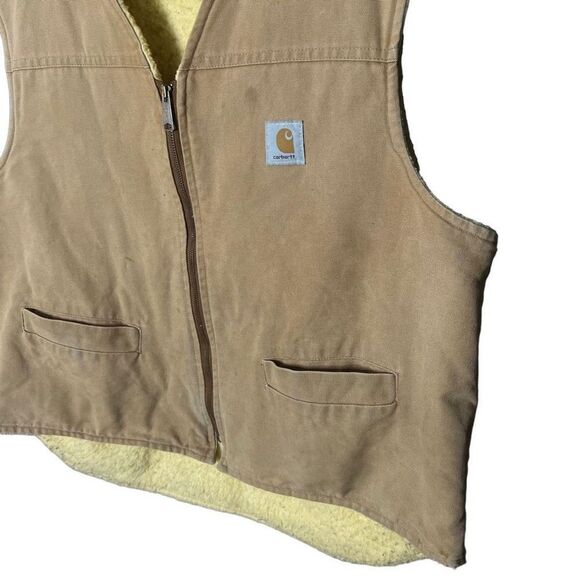 VTG Carhartt Canvas Sherpa Lined Vest Mens XL - Picture 3 of 6